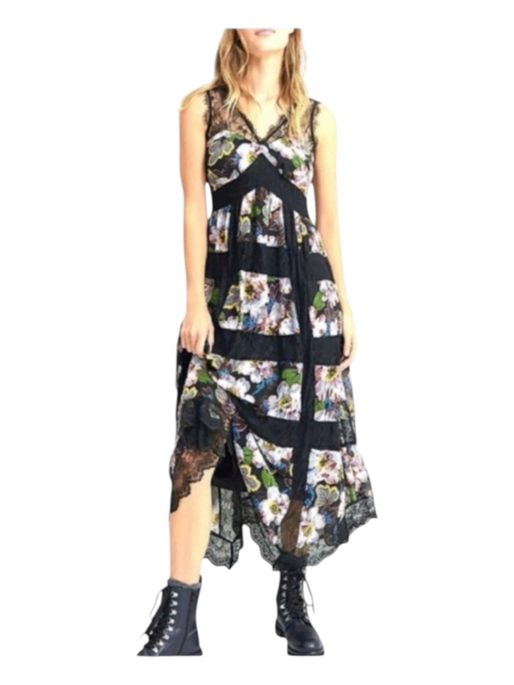 ANTHROPOLOGIE Kasondra Lace Floral Midi Dress, Size 8.